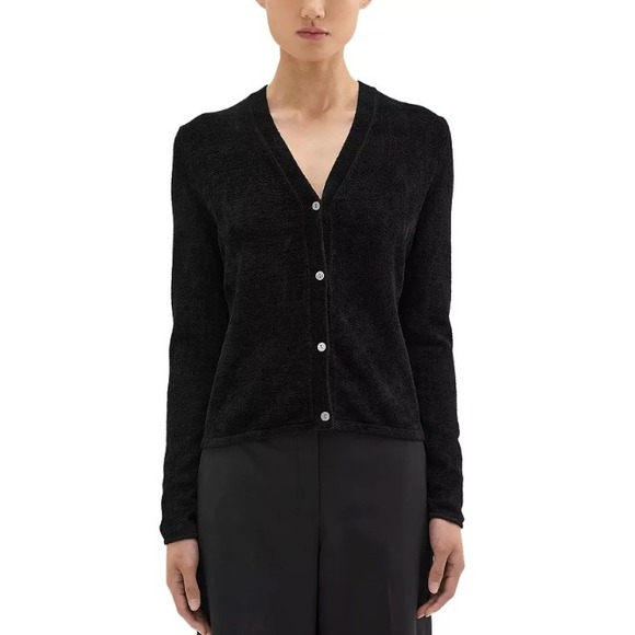 Theory Sweaters - Theory Black Plush V-Neck Button Cardigan Sweater Size S Fall Quiet Luxury